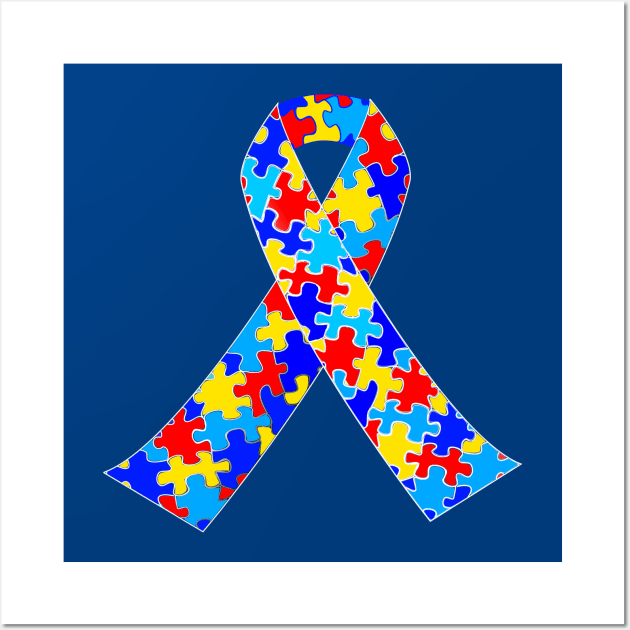 Autism Ribbon for Autism Pride and Awareness Wall Art by epiclovedesigns